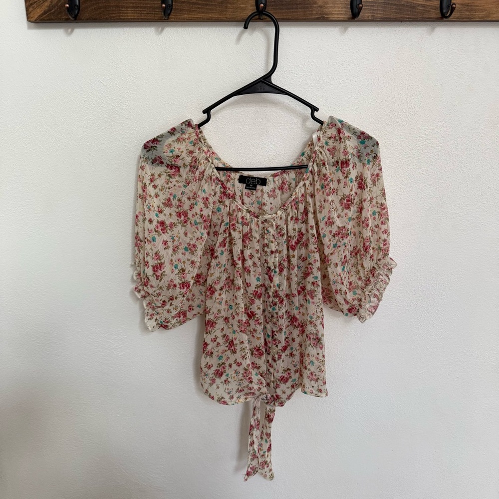 Deb Floral Blouse with Tie Front